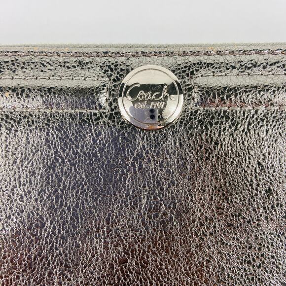 Coach Zip Around Silver Metallic Wallet - Picture 8 of 12